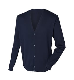 Henbury Herren Feinstrick-Strickjacke mit V-Ausschnitt