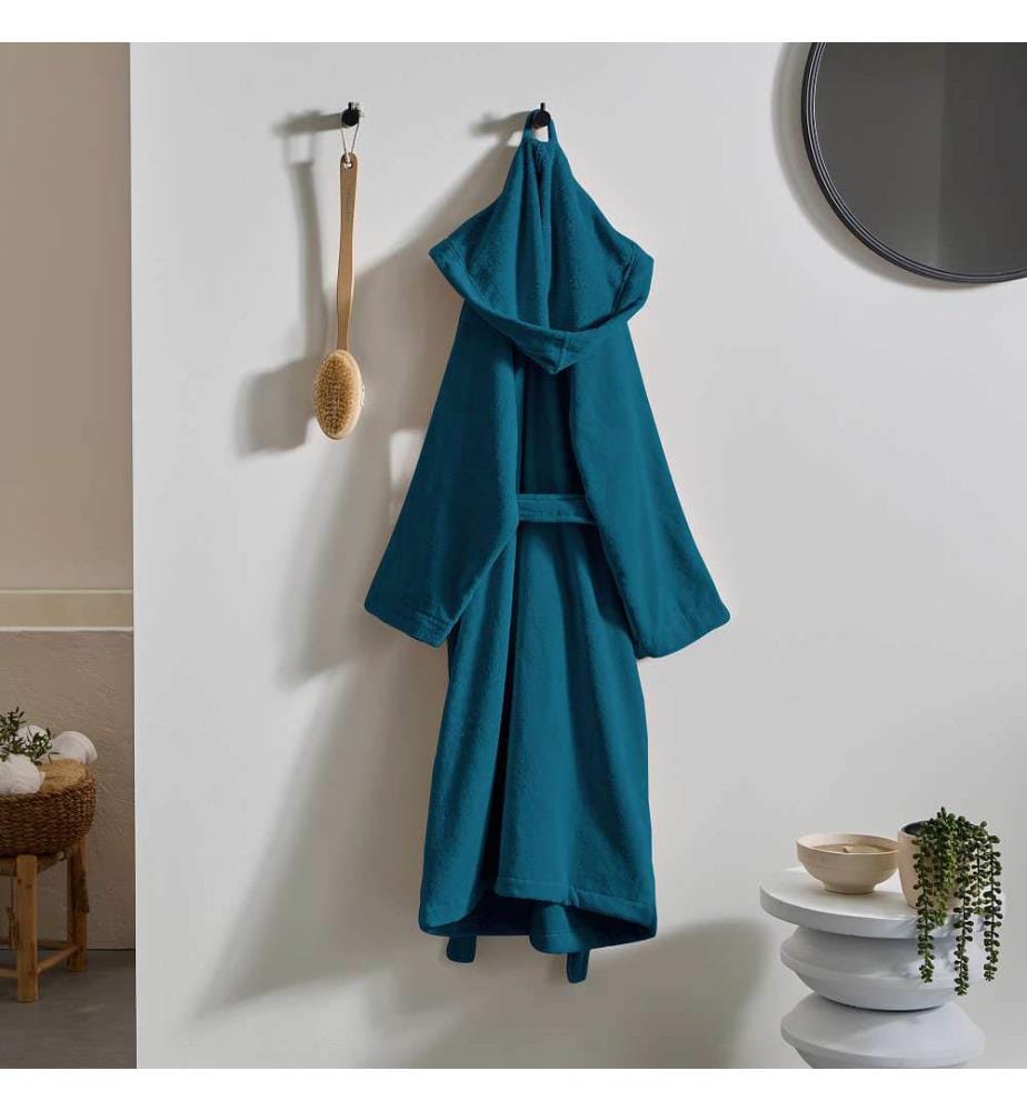 Accappatoio con cappuccio 100% cotone e velour 430g/m2 - Petrolio