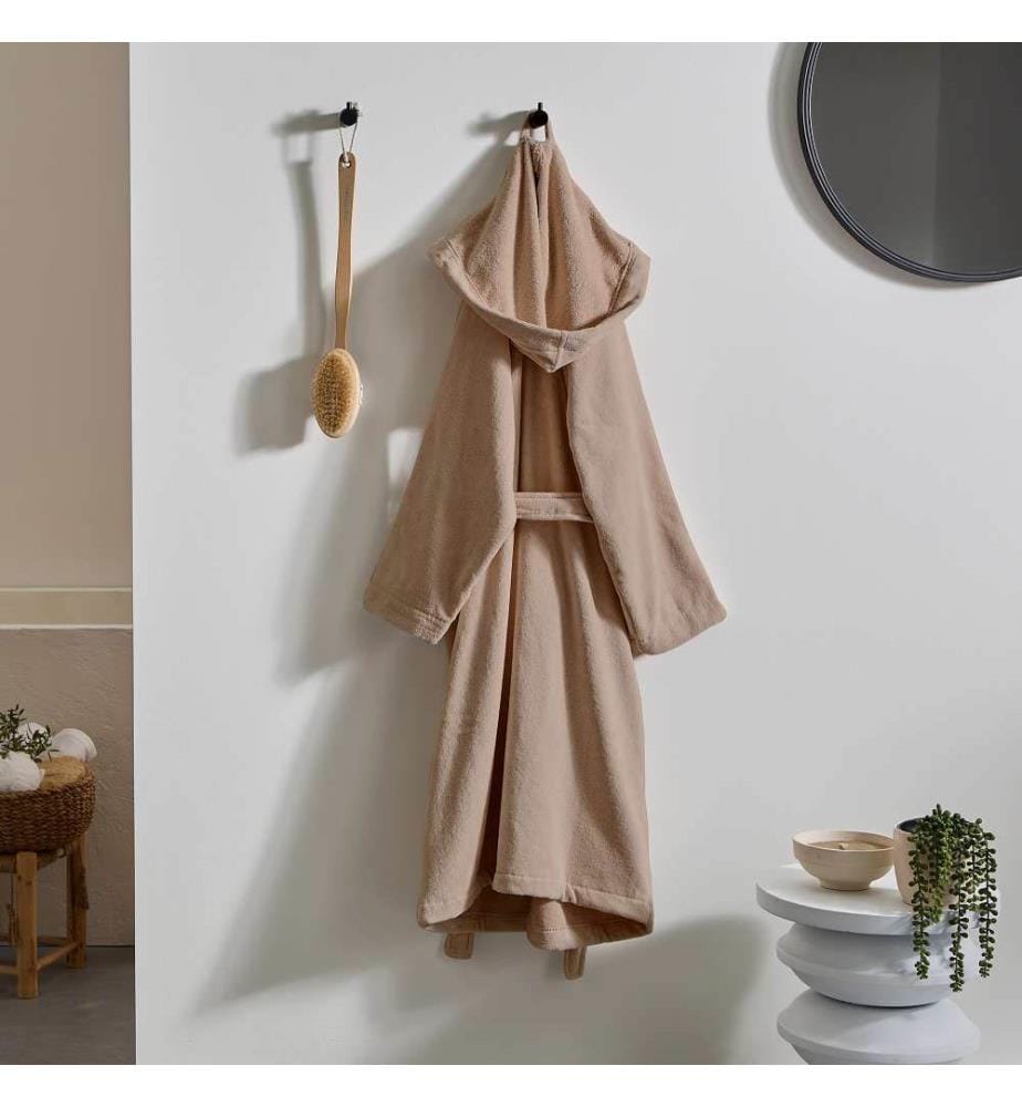 Hooded Bathrobe 100% cotton & velour 430g/m2 - Taupe