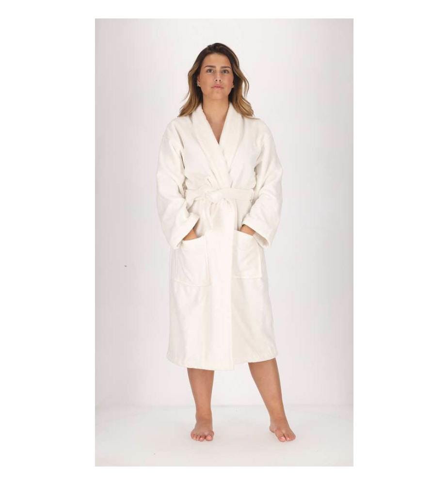Hooded Bathrobe 100% cotton & velour 430g/m2 - White