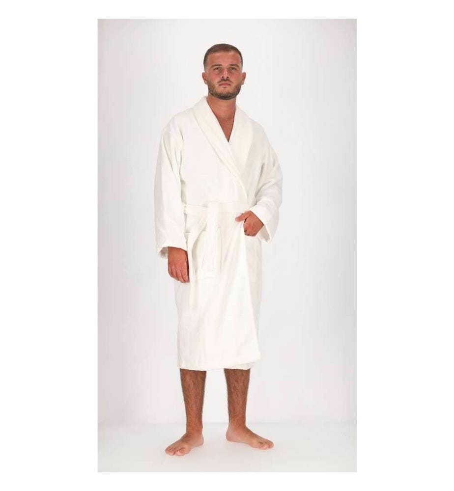 Hooded Bathrobe 100% cotton & velour 430g/m2 - White