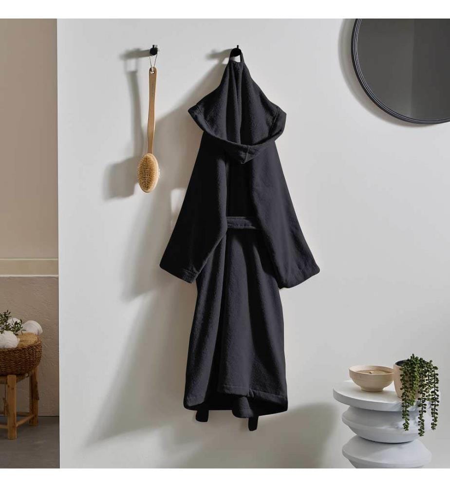 Hooded Bathrobe 100% cotton & velour 430g/m2 - Charcoal Grey