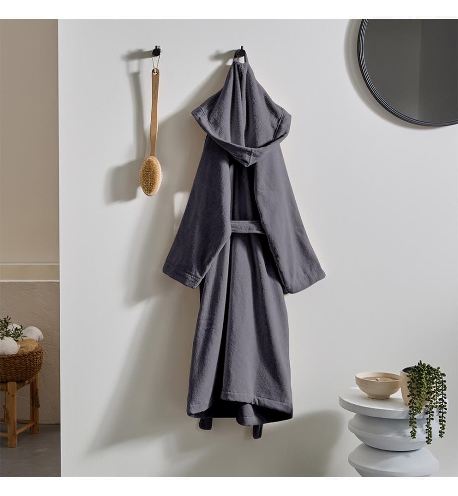 Hooded Bathrobe 100% cotton & velour 430g/m2 - Pearl Grey