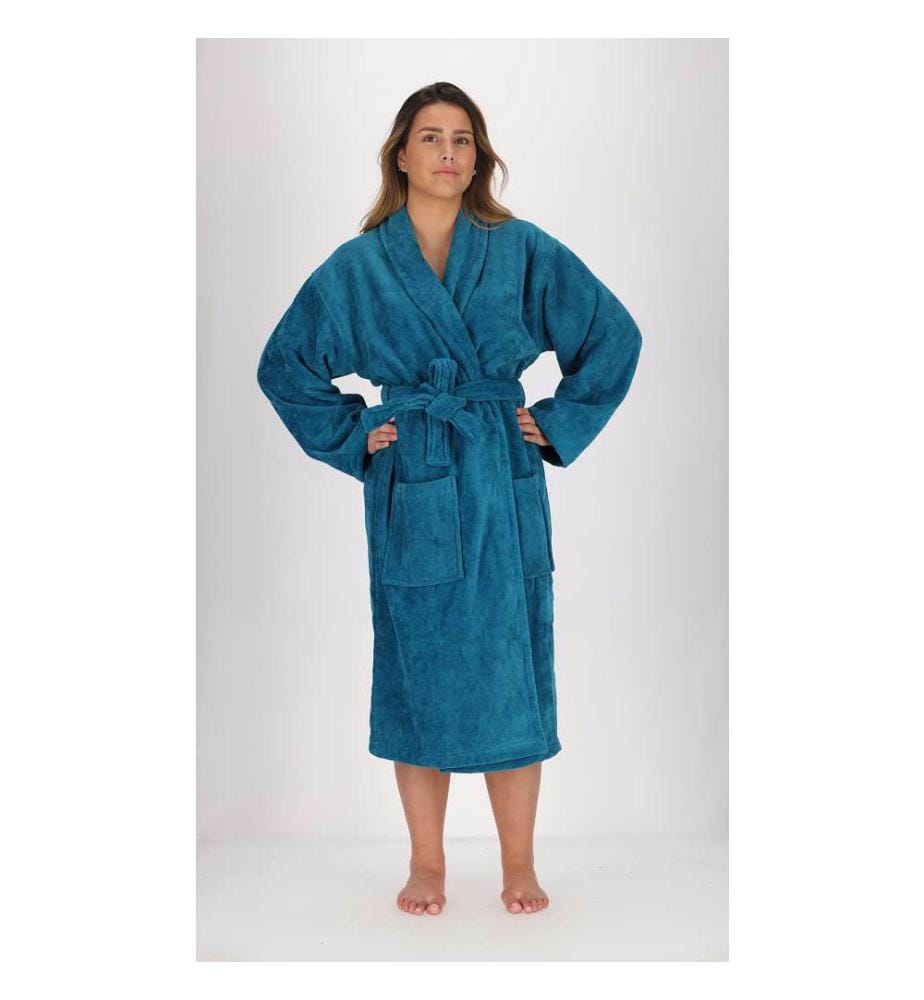 Accappatoio con cappuccio 100% cotone e velour 430g/m2 - Petrolio
