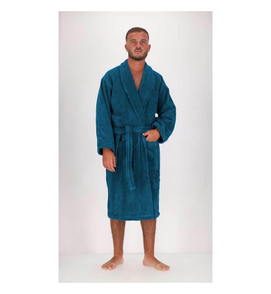 Accappatoio con cappuccio 100% cotone e velour 430g/m2 - Petrolio
