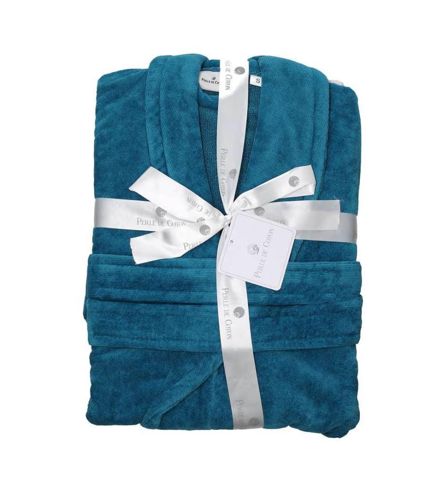 Accappatoio con cappuccio 100% cotone e velour 430g/m2 - Petrolio