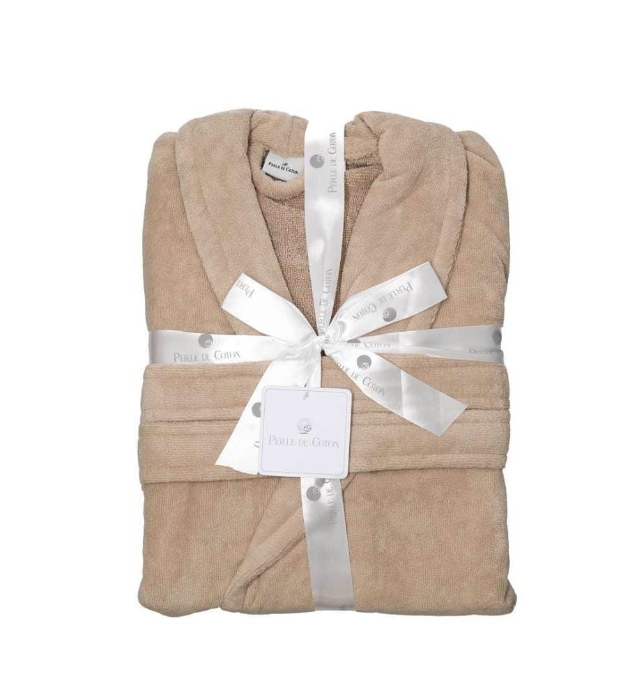 Hooded Bathrobe 100% cotton & velour 430g/m2 - Taupe