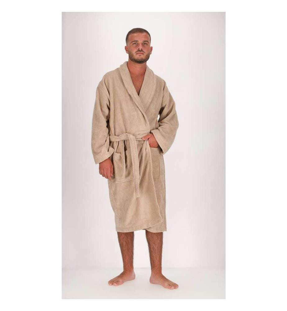 Hooded Bathrobe 100% cotton & velour 430g/m2 - Taupe