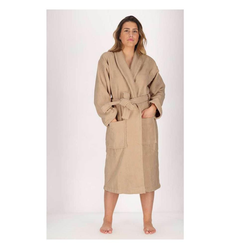 Hooded Bathrobe 100% cotton & velour 430g/m2 - Taupe