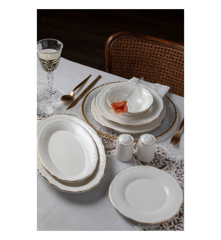 Geschirrset (53-teilig) – Weissgold
