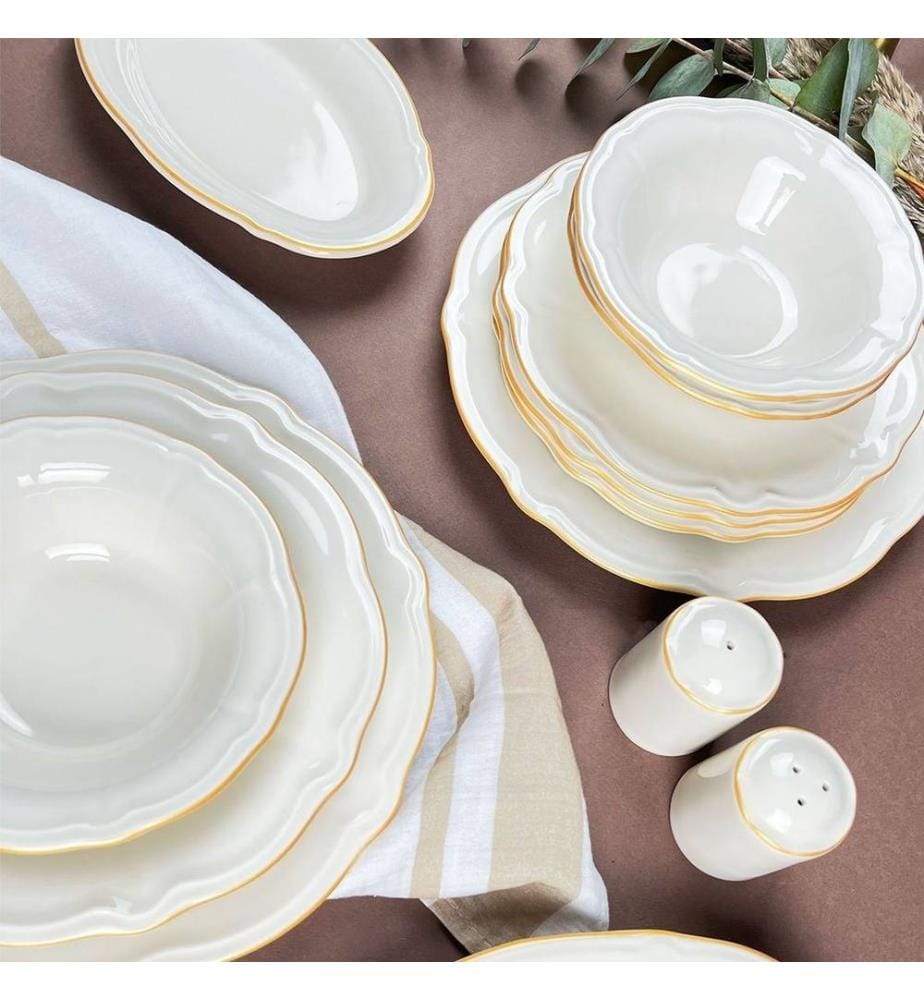Geschirrset (53-teilig) – Weissgold