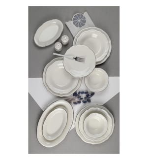 Geschirrset (53-teilig) – Weiss-Silber
