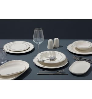 Geschirrset (53-teilig) – Weiss-Silber
