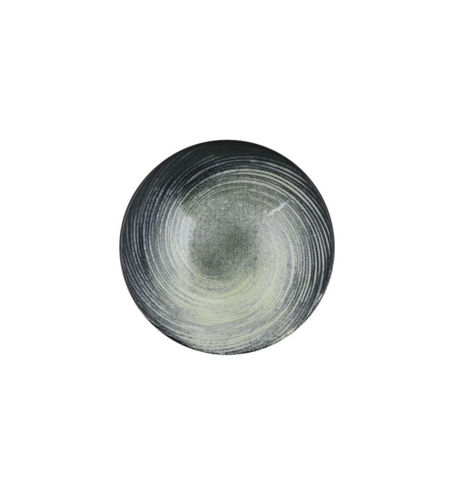 Geschirrset (24-teilig) – Creme, Grün, Schwarz