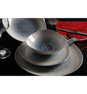 Geschirrset (24-teilig) – Blau-Weiss