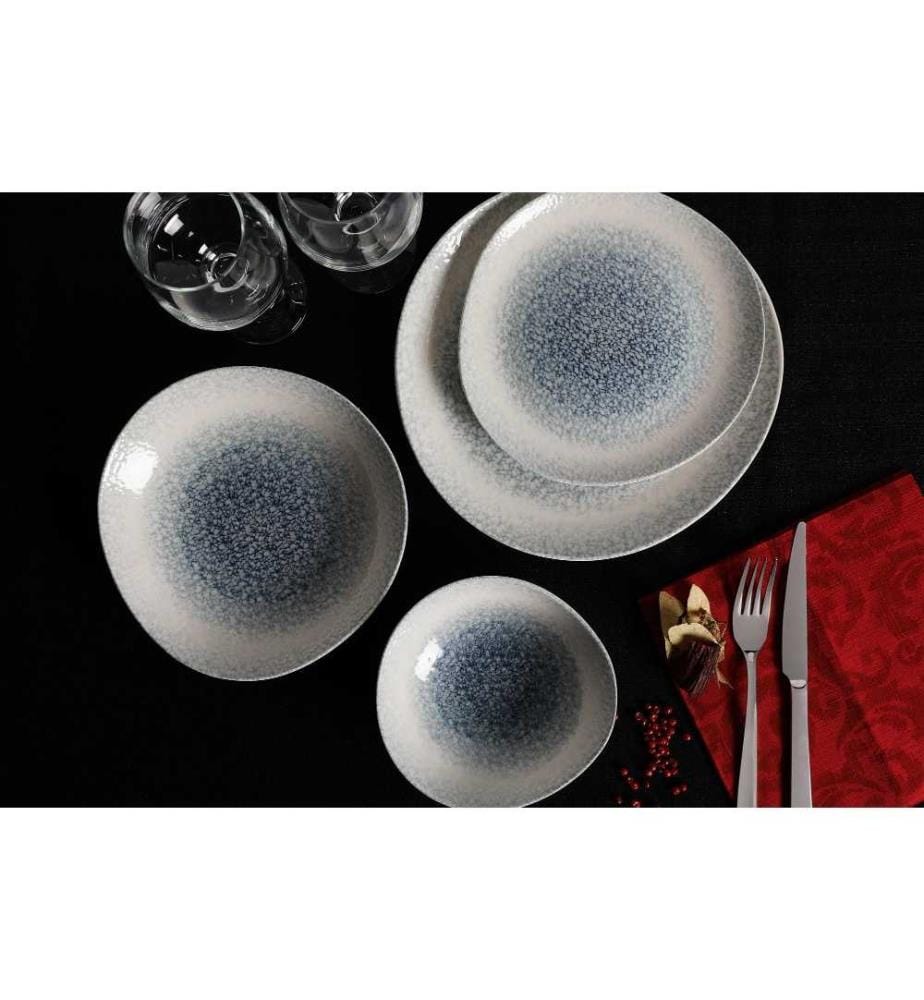 Geschirrset (24-teilig) – Blau-Weiss