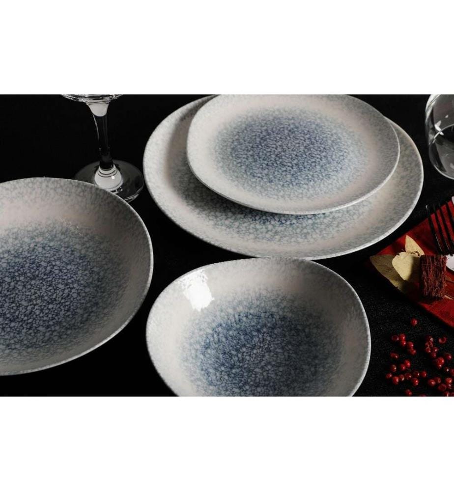 Geschirrset (24-teilig) – Blau-Weiss