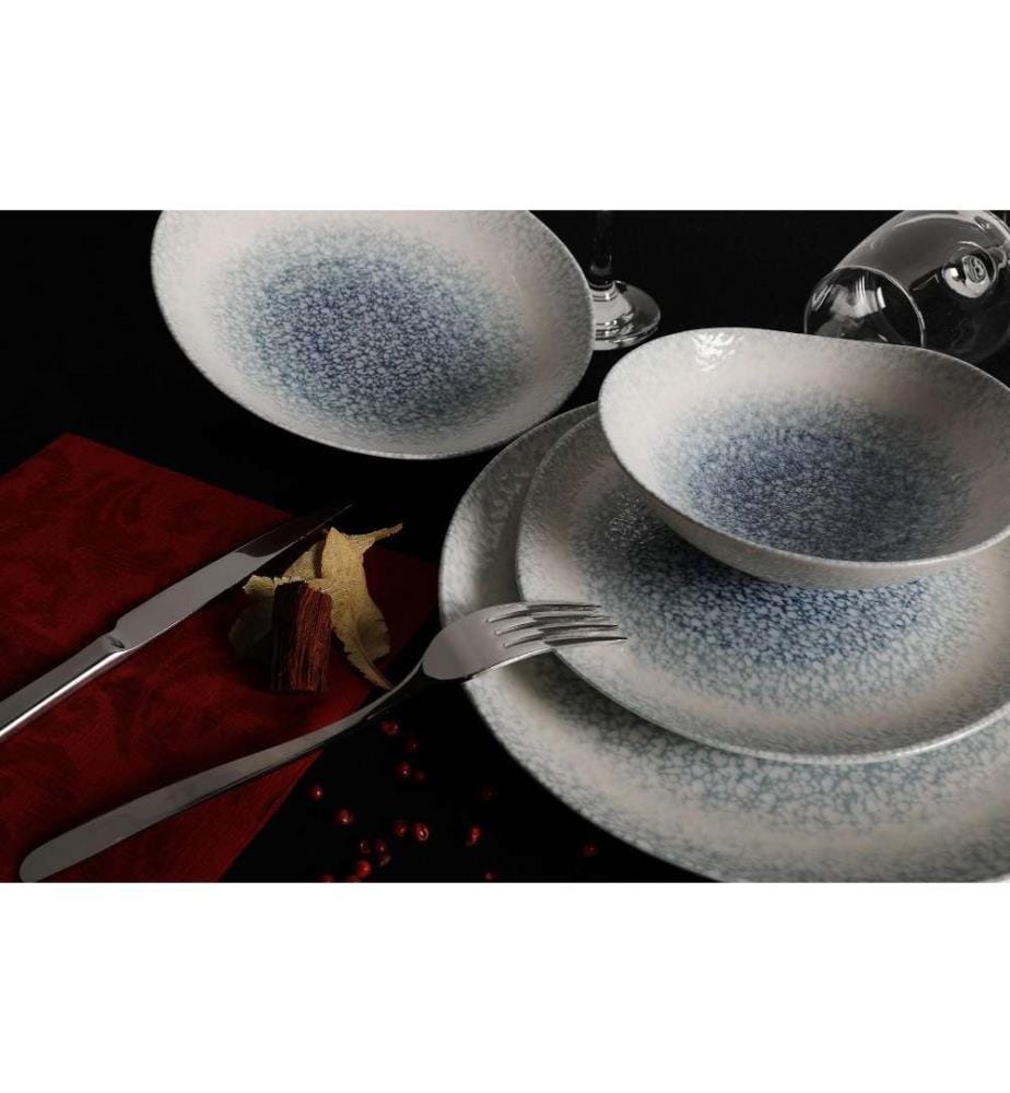 Geschirrset (24-teilig) – Blau-Weiss