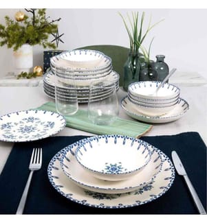 Geschirrset (24-teilig) – Weiss-Blau