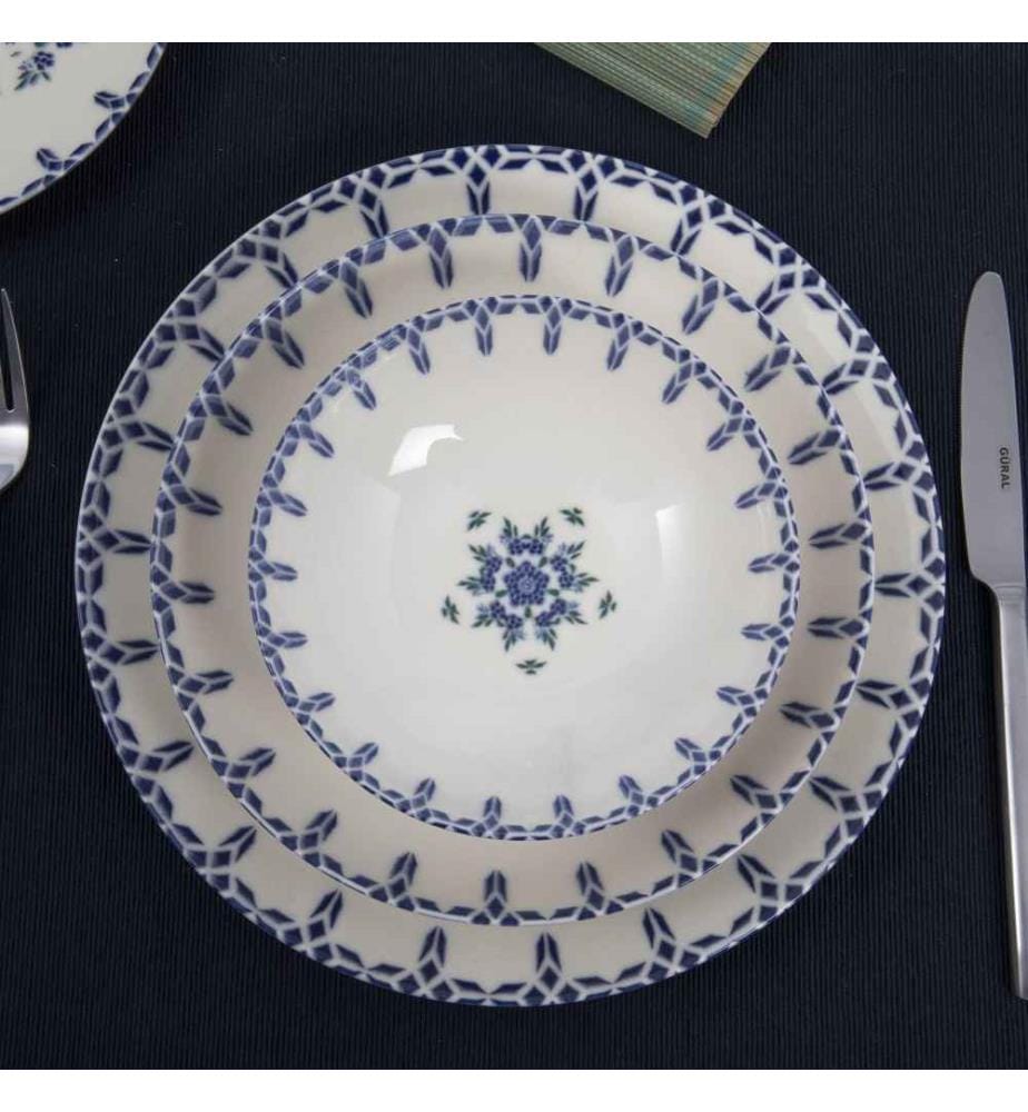 Geschirrset (24-teilig) – Weiss-Blau