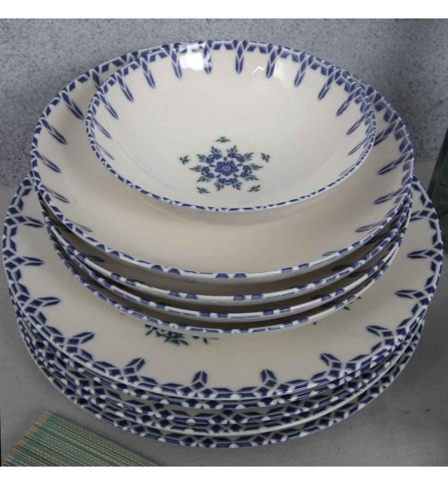Geschirrset (24-teilig) – Weiss-Blau