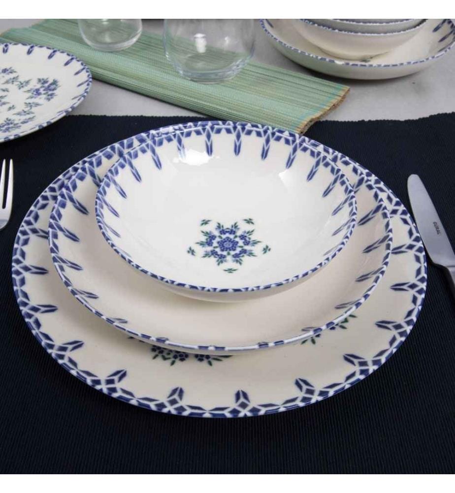 Geschirrset (24-teilig) – Weiss-Blau