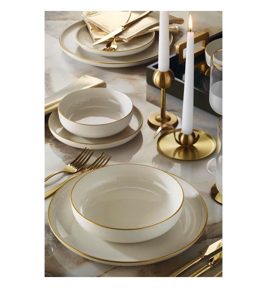 Service de table (16 pièces) - Crème et or