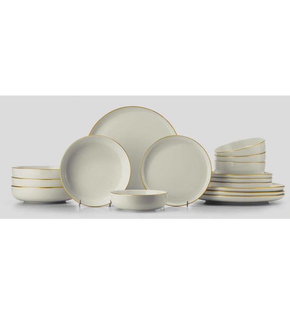 Service de table (16 pièces) - Crème et or