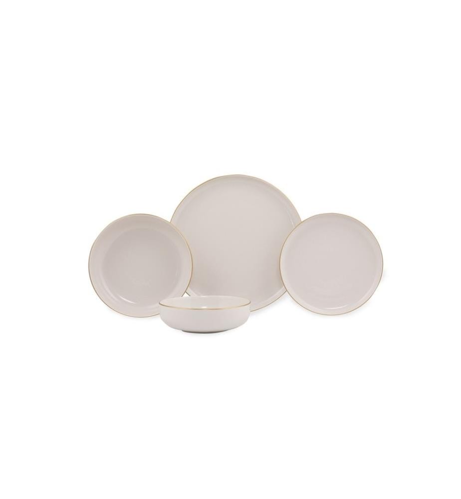 Service de table (16 pièces) - Crème et or