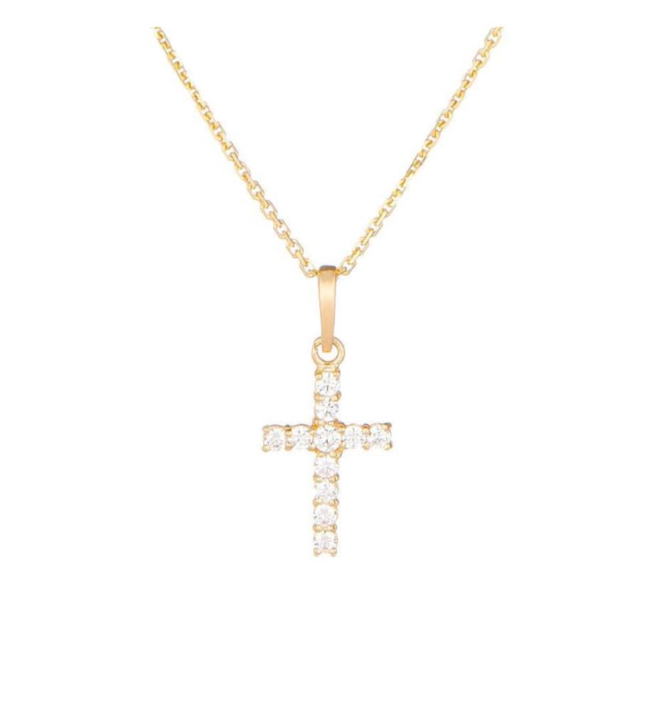 Ciondolo Croix Vérité - Oro Giallo 375/1000 e Zirconio