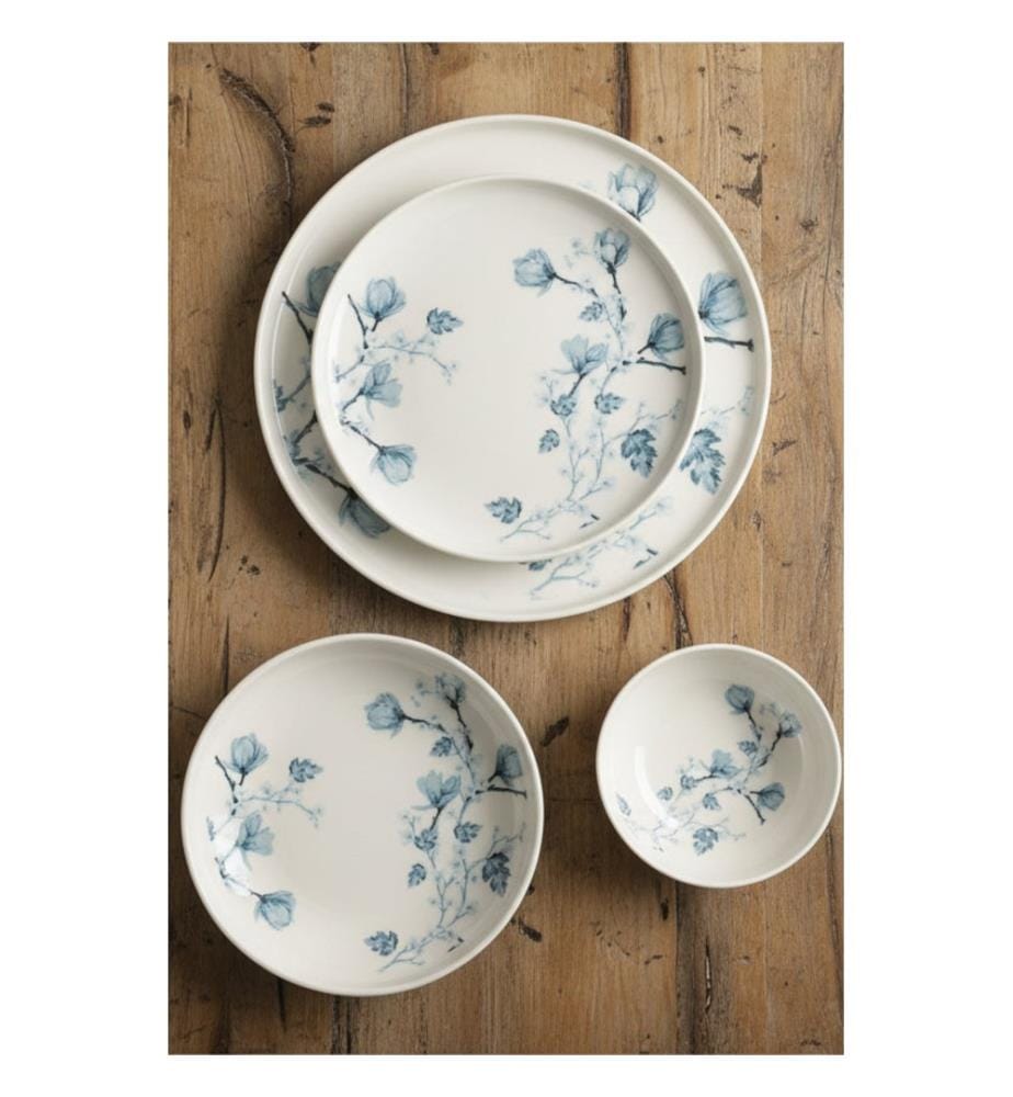 Tischservice (24-teilig) – Weiss/Blau