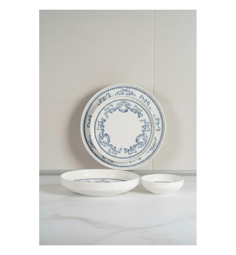 Tischgeschirr (24-teilig) – Weiss/Blau