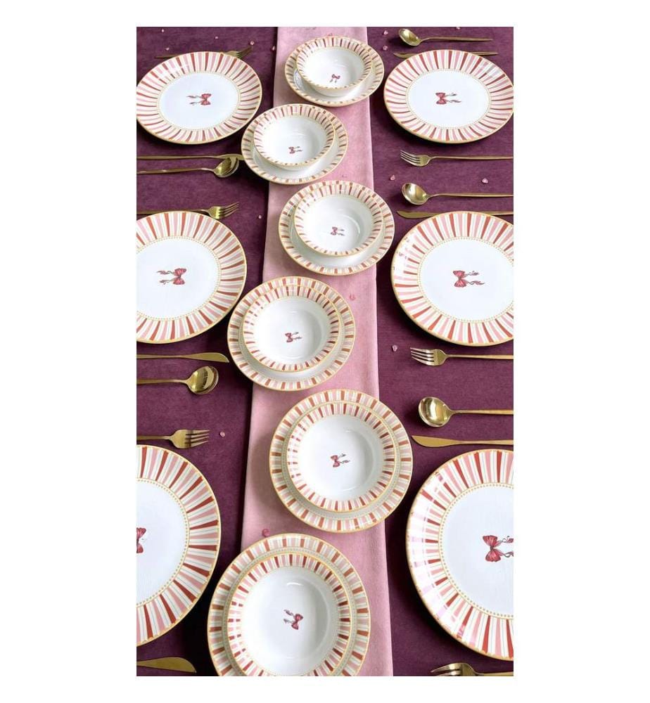 Tischservice (24-teilig) – Weiss, Gelb, Rot, Rosa  