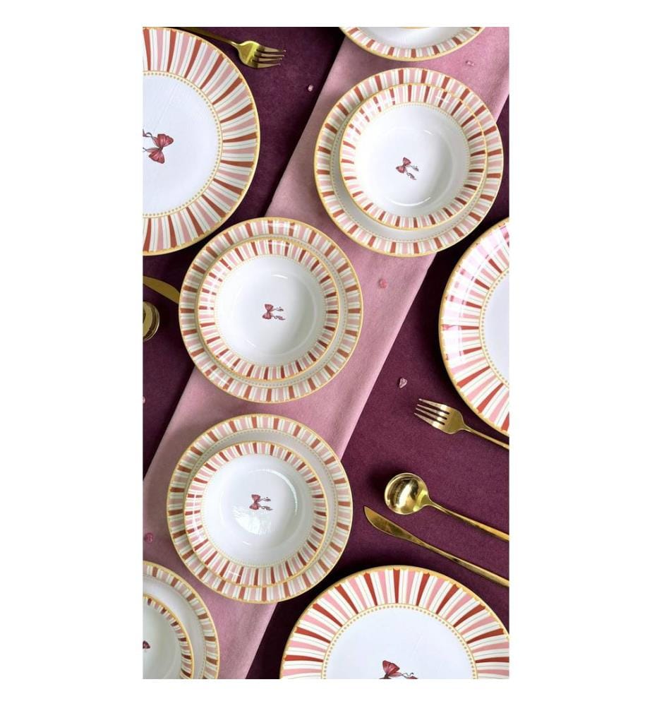 Tischservice (24-teilig) – Weiss, Gelb, Rot, Rosa  