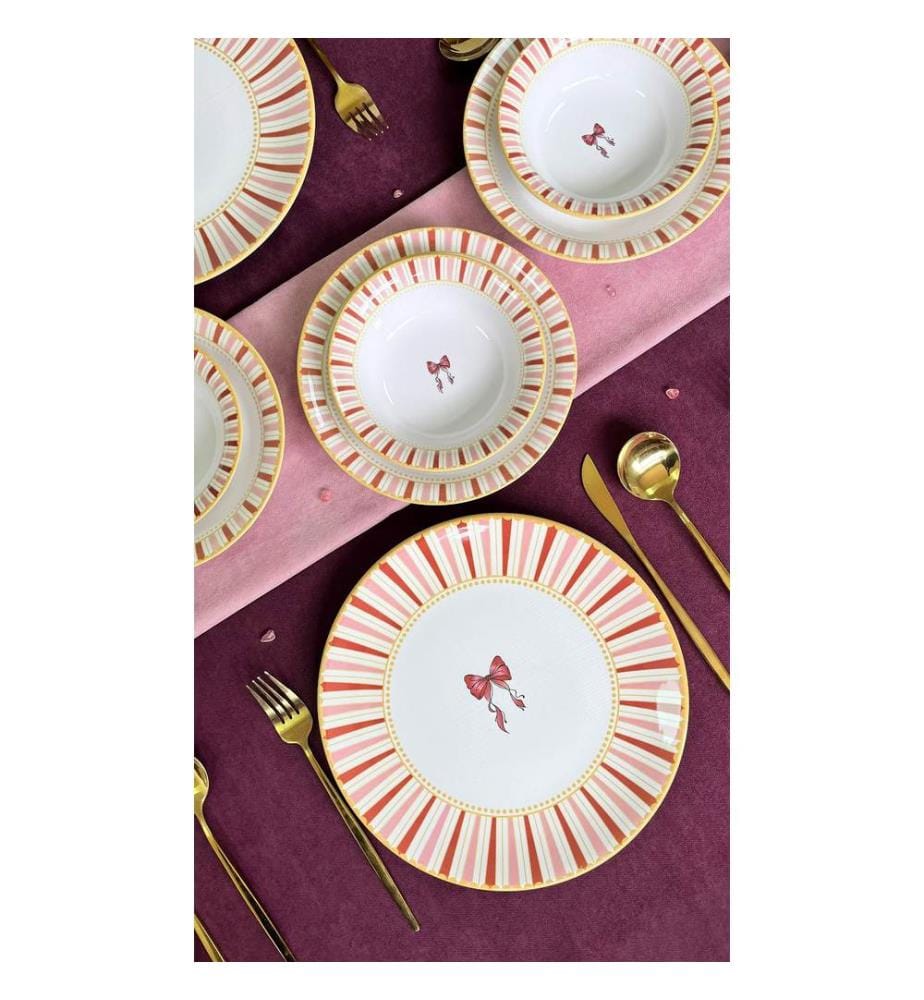 Tischservice (24-teilig) – Weiss, Gelb, Rot, Rosa  