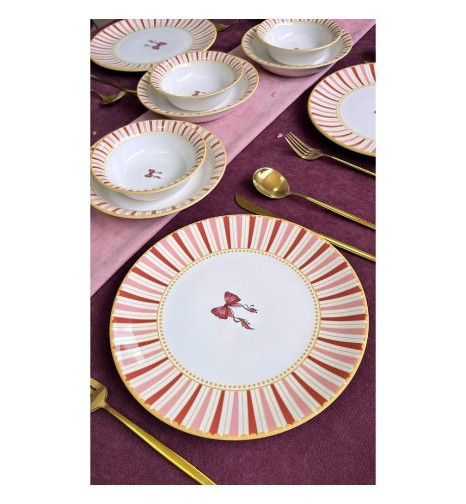Tischservice (24-teilig) – Weiss, Gelb, Rot, Rosa  