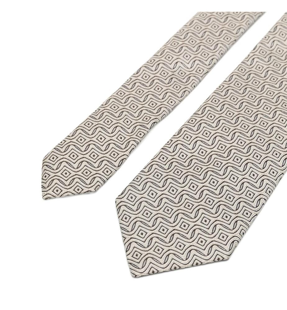 Geometrisches Muster Seidenkrawatte - Grau