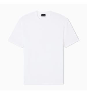 Jersey-T-Shirt mit Jacquard-Schriftzug - Weiss