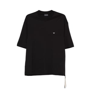 Maglietta con logo con scollo a V - Nero