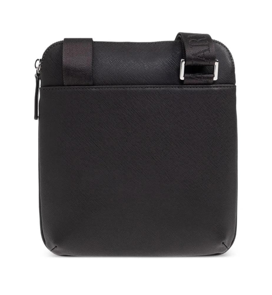 Borsa a tracolla con zip con logo - Nero