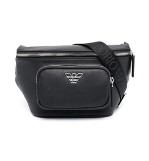 Sac Logo-Plaque en cuir - Noir