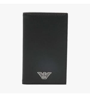 Kartenetui mit Logo-Plakette – Schwarz