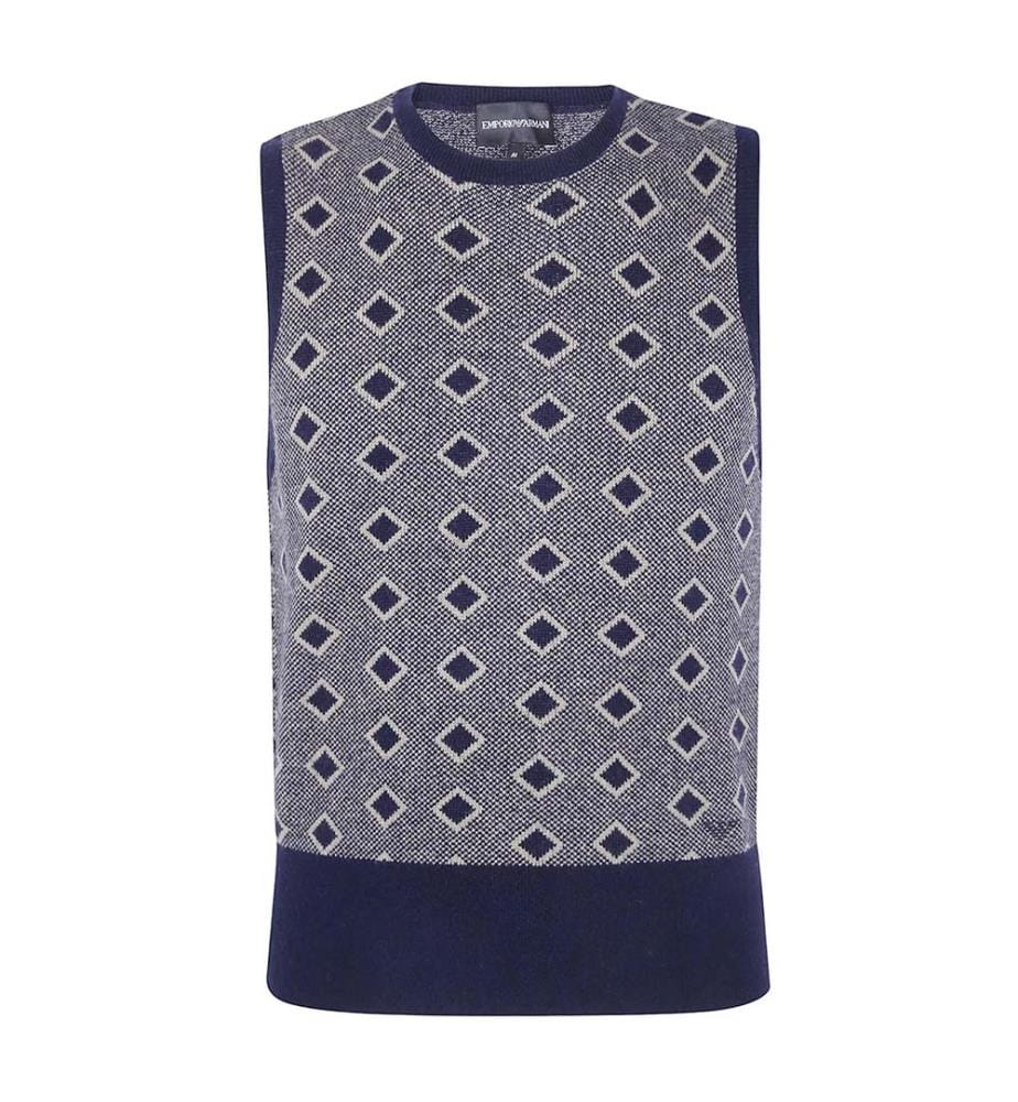 Gilet en maille à col rond - Bleu
