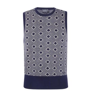 Strickweste mit Rundhalsausschnitt – Blau