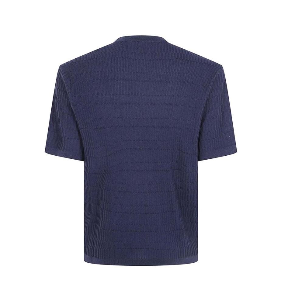 Strickpullover mit Rundhalsausschnitt und kurzen Ärmeln – Blau