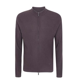 Langärmelige Strickjacke mit Reissverschluss – Braun