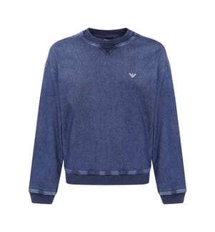 Denim-Sweatshirt mit Logo-Plakette – Blau