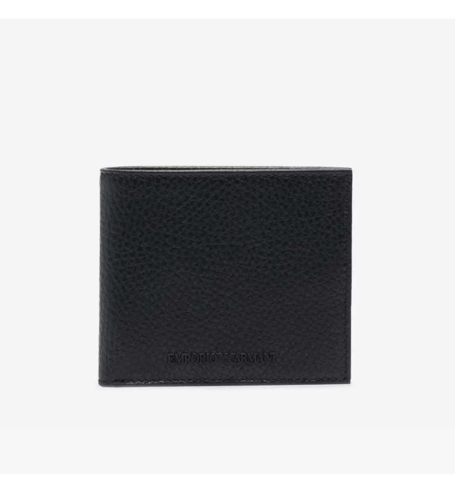 Zweifach-Lederbrieftasche – Schwarz