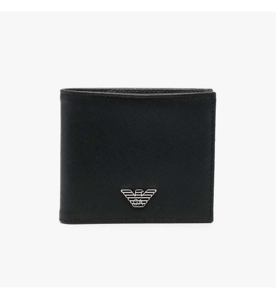 Zweifach-Brieftasche mit Logo-Plakette – Schwarz