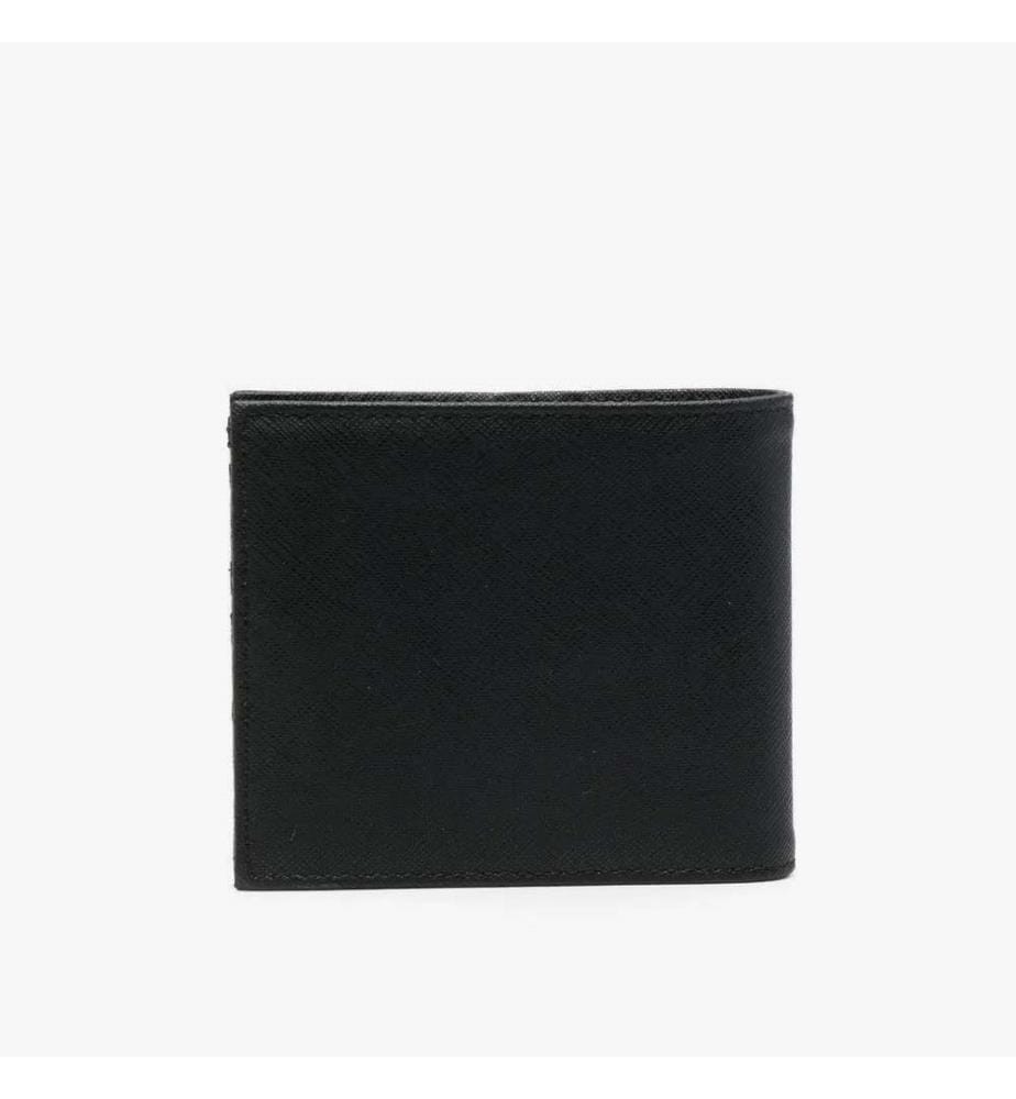 Zweifach-Brieftasche mit Logo-Plakette – Schwarz